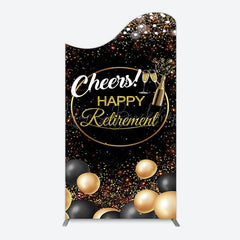 Lofaris Black Glitter Balloon Cheers Retirement Arch Backdrop