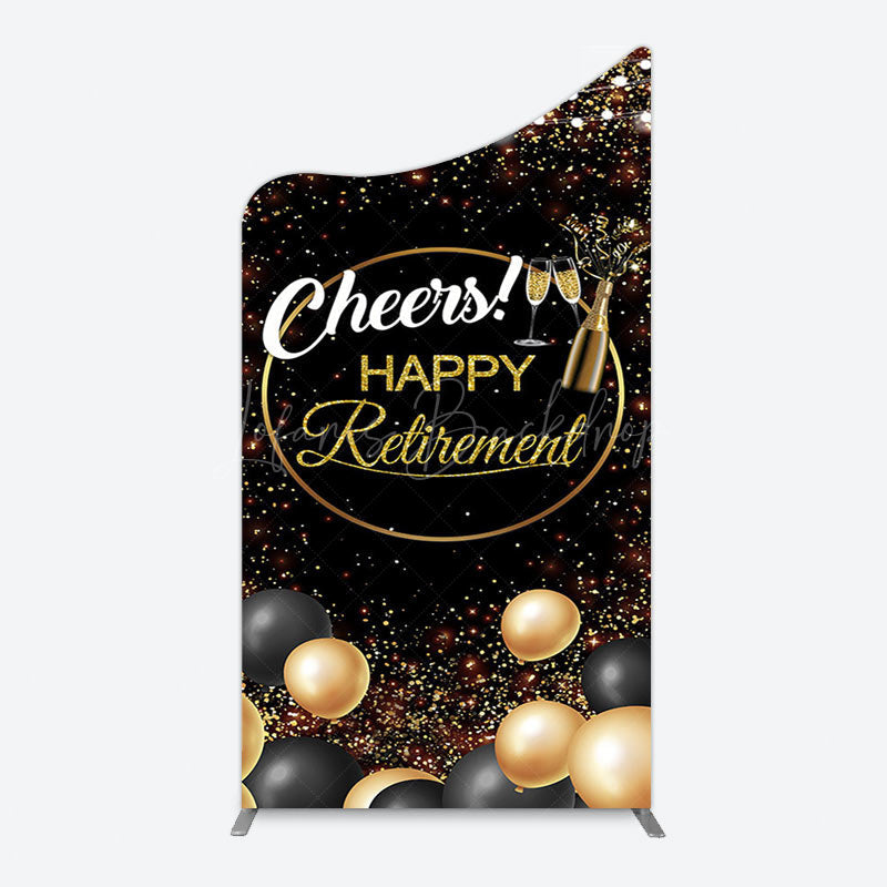 Lofaris Black Glitter Balloon Cheers Retirement Arch Backdrop