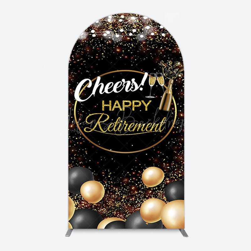 Lofaris Black Glitter Balloon Cheers Retirement Arch Backdrop