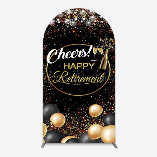 Lofaris Black Glitter Balloon Cheers Retirement Arch Backdrop