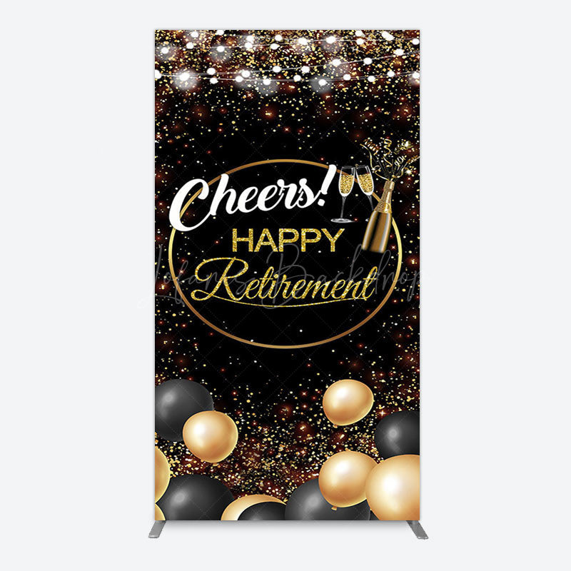 Lofaris Black Glitter Balloon Cheers Retirement Arch Backdrop