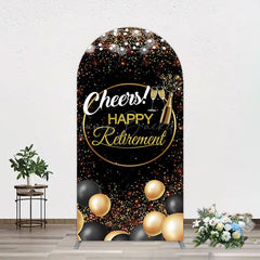 Lofaris Black Glitter Balloon Cheers Retirement Arch Backdrop