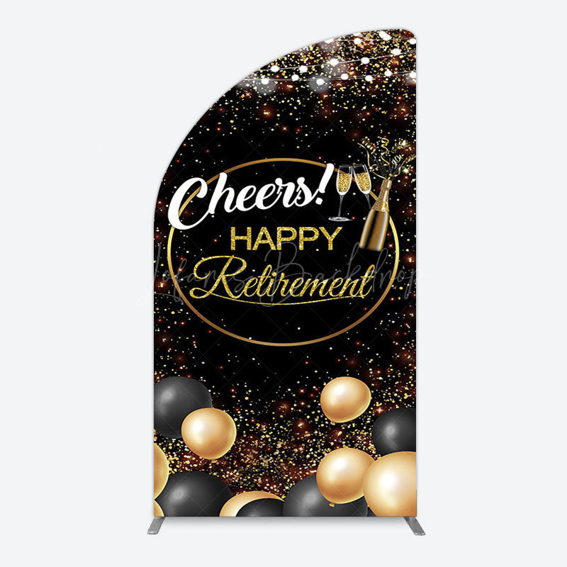 Lofaris Black Glitter Balloon Cheers Retirement Arch Backdrop