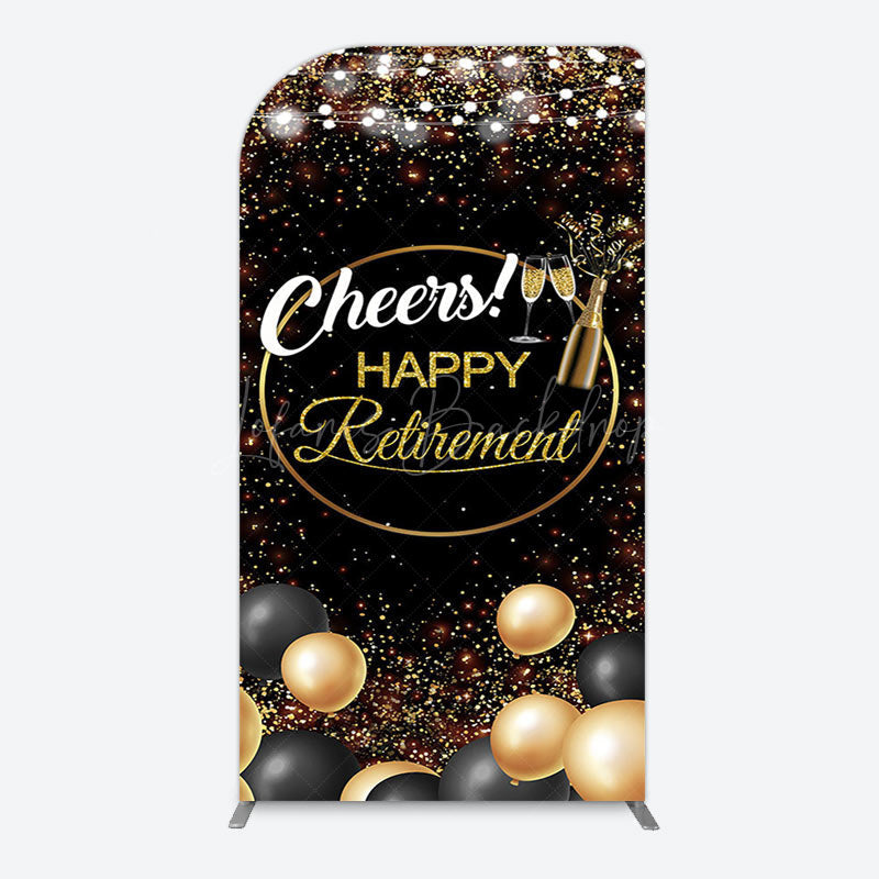 Lofaris Black Glitter Balloon Cheers Retirement Arch Backdrop