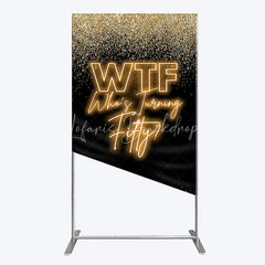 Lofaris Black Gold 50th Birthday Rectangle Backdrop Neon Text Funny Quote Background Adult Milestone Party Cover Decoration