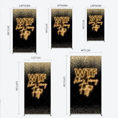 Lofaris Black Gold 50th Birthday Rectangle Backdrop Neon Text Funny Quote Background Adult Milestone Party Cover Decoration