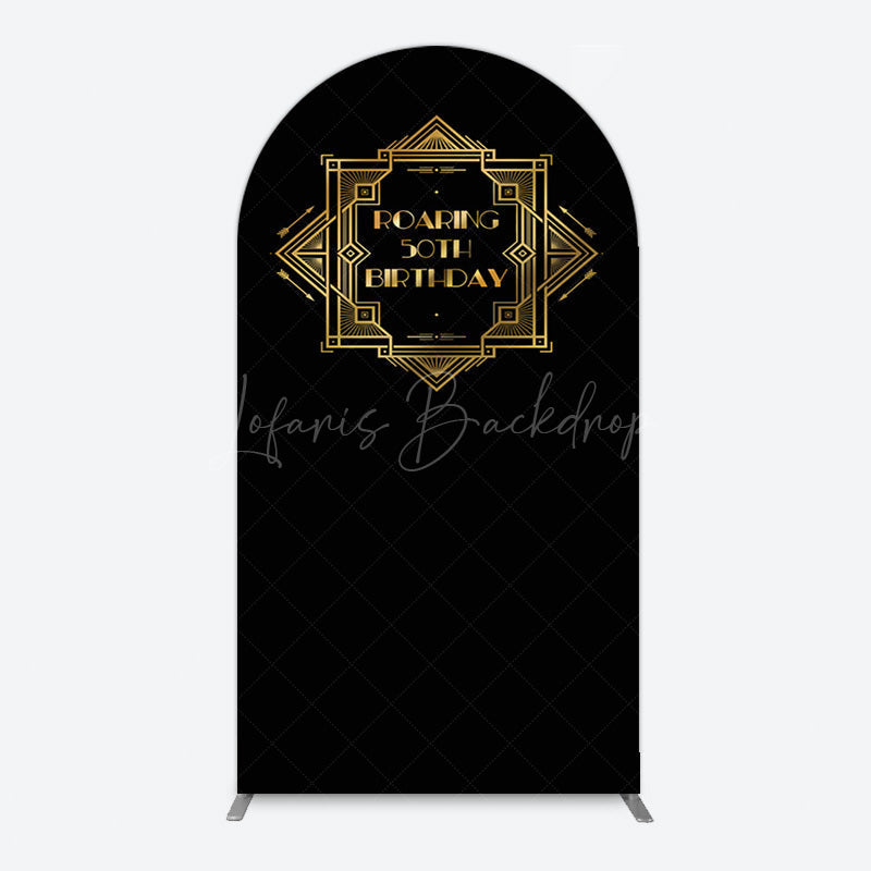 Lofaris Black Gold Artistic Roaring 50th Birthday Arch Backdrop