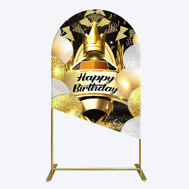 Lofaris Black Gold Balloon Gift Crown Birthday Arch Backdrop