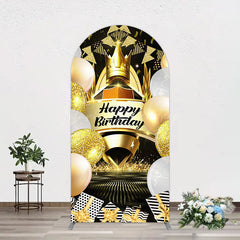 Lofaris Black Gold Balloon Gift Crown Birthday Arch Backdrop