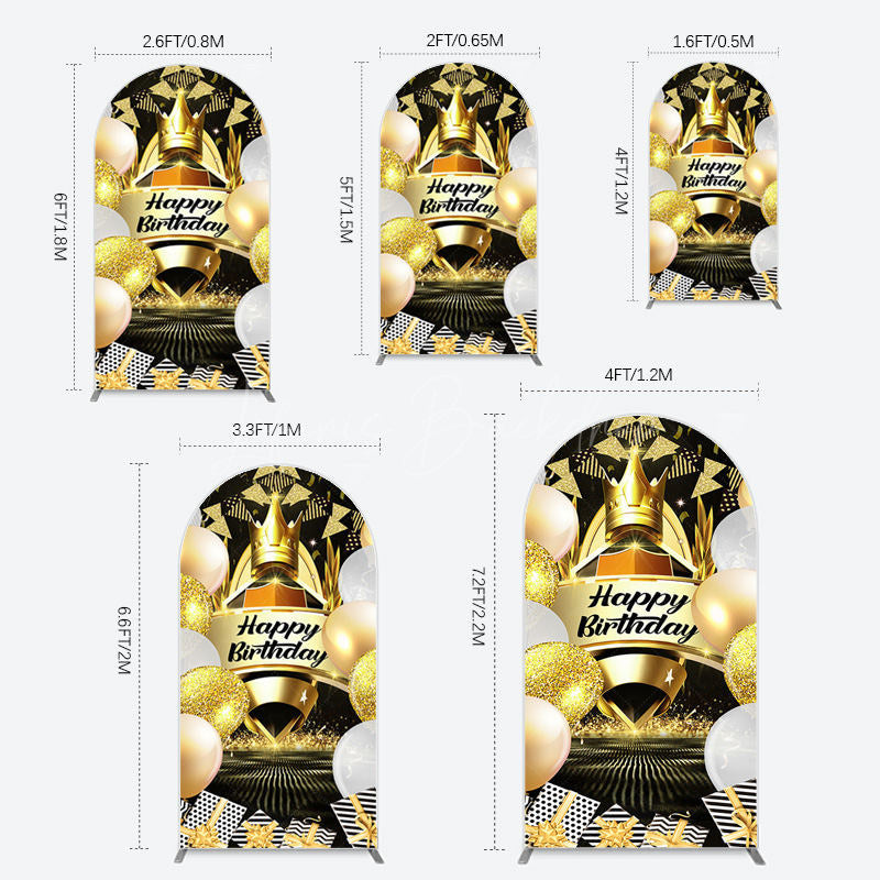Lofaris Black Gold Balloon Gift Crown Birthday Arch Backdrop