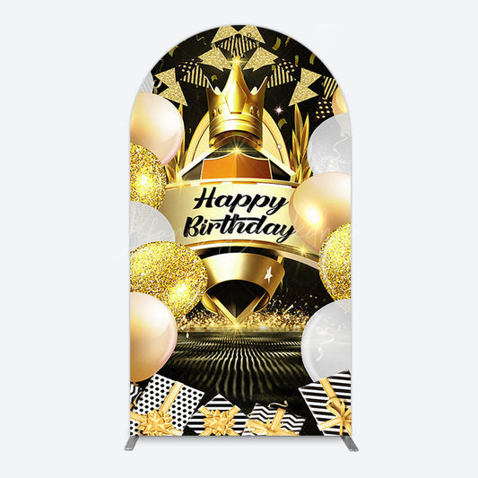 Lofaris Black Gold Balloon Gift Crown Birthday Arch Backdrop