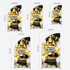 Lofaris Black Gold Balloon Gift Crown Birthday Half Moon Arch Backdrop