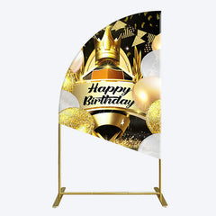 Lofaris Black Gold Balloon Gift Crown Birthday Half Moon Arch Backdrop