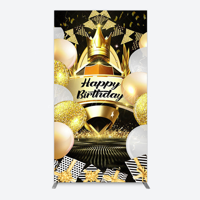Lofaris Black Gold Balloon Gift Crown Birthday Rectangle Backdrop