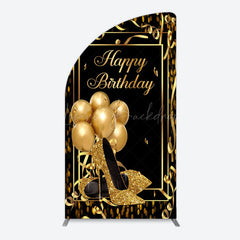 Lofaris Black Gold Balloon High Heel Birthday Arch Backdrop