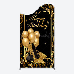 Lofaris Black Gold Balloon High Heel Birthday Arch Backdrop