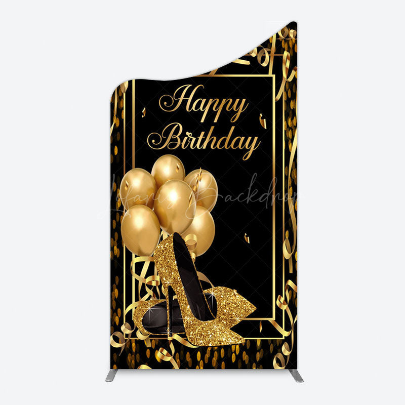 Lofaris Black Gold Balloon High Heel Birthday Arch Backdrop