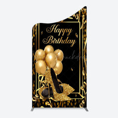 Lofaris Black Gold Balloon High Heel Birthday Arch Backdrop
