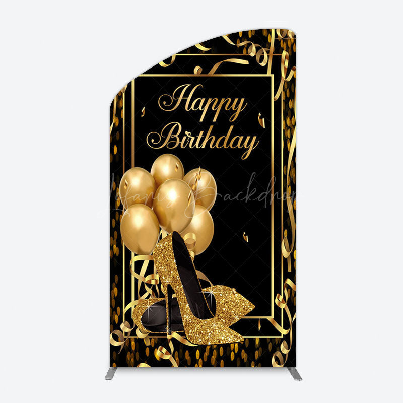 Lofaris Black Gold Balloon High Heel Birthday Arch Backdrop