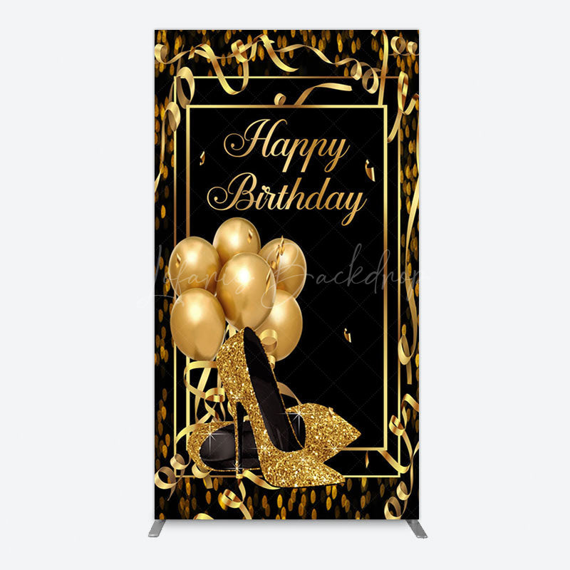 Lofaris Black Gold Balloon High Heel Birthday Arch Backdrop