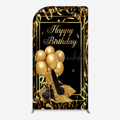 Lofaris Black Gold Balloon High Heel Birthday Arch Backdrop