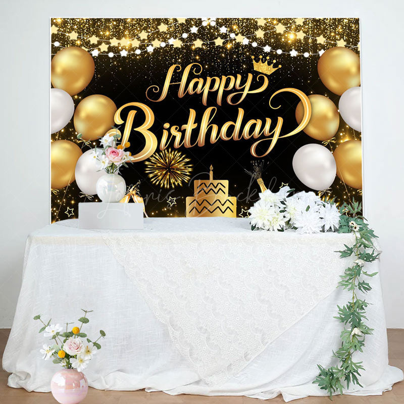 Lofaris Black Gold Balloons Cheers Birthday Party Backdrop