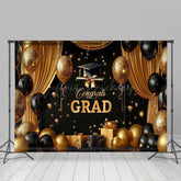 Lofaris Black Gold Balloons Gifts Congrats Grad Backdrop