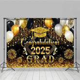 Lofaris Black Gold Balloons Glorious Congrats Grad Backdrop