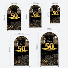 Lofaris Black Gold Balloons Rose 50th Birthday Arch Backdrop