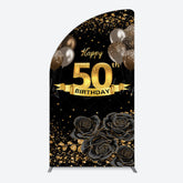 Lofaris Black Gold Balloons Rose 50th Birthday Half Moon Arch Backdrop