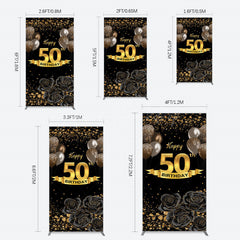 Lofaris Black Gold Balloons Rose 50th Birthday Rectangle Backdrop