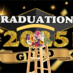 Lofaris Black Gold Blurry Sparkle Congrats Grad Backdrop