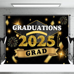Lofaris Black Gold Blurry Sparkle Congrats Grad Backdrop