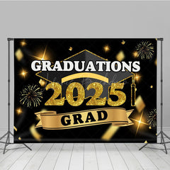Lofaris Black Gold Blurry Sparkle Congrats Grad Backdrop