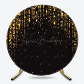 Lofaris Black Gold Bokeh Light Round Happy Birthday Backdrop