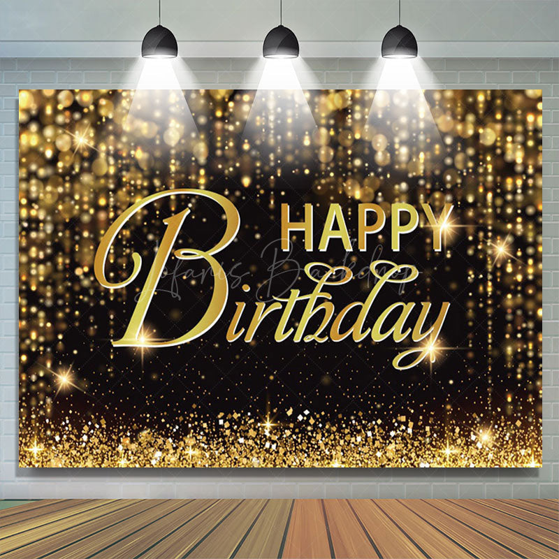 Lofaris Black Gold Bokeh Vibe Lights Happy Birthday Backdrop