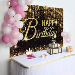 Lofaris Black Gold Bokeh Vibe Lights Happy Birthday Backdrop