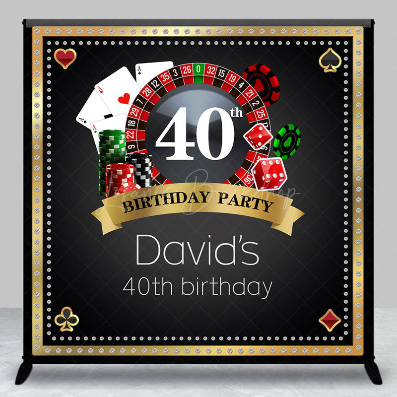 Lofaris Black Gold Casino Custom Name 40th Birthday Backdrop