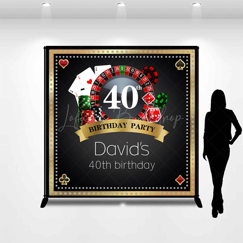 Lofaris Black Gold Casino Custom Name 40th Birthday Backdrop