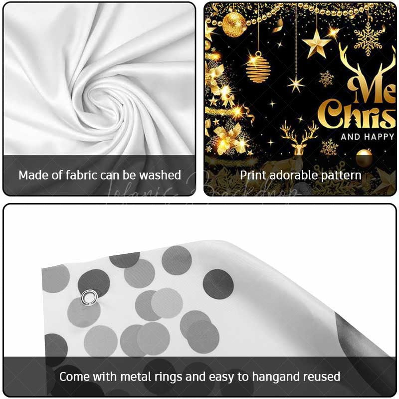 Lofaris Black Gold Christmas And New Year Garage Door Banner