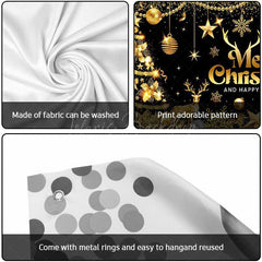 Lofaris Black Gold Christmas And New Year Garage Door Banner