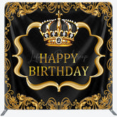 Lofaris Black Gold Crown Birthday Square Tension Backdrop