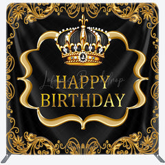 Lofaris Black Gold Crown Birthday Square Tension Backdrop