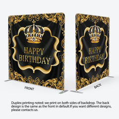 Lofaris Black Gold Crown Birthday Square Tension Backdrop