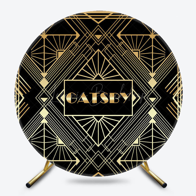Lofaris Black Gold Elegant Gatsby Round Birthday Backdrop