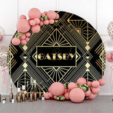 Lofaris Black Gold Elegant Gatsby Round Birthday Backdrop