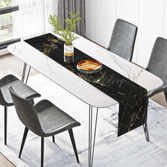 Lofaris Black Gold Gilt Abstarct Marble Texture Table Runner