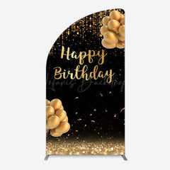 Lofaris Black Gold Glitter Balloons Birthday Arch Backdrop