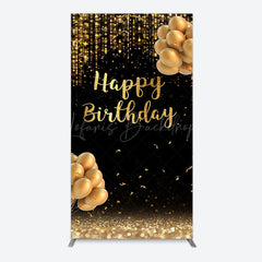 Lofaris Black Gold Glitter Balloons Birthday Arch Backdrop