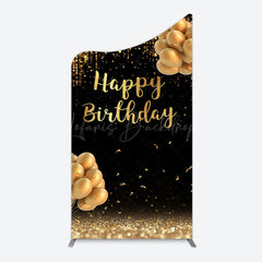 Lofaris Black Gold Glitter Balloons Birthday Arch Backdrop